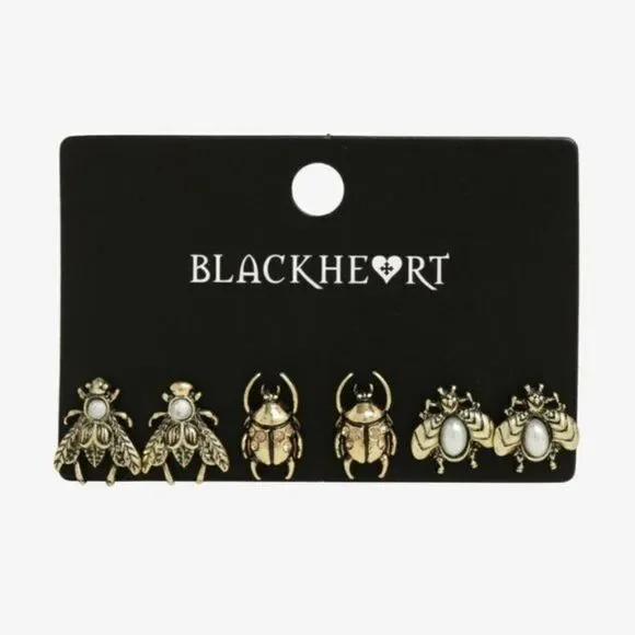 Blackheart Antique Style Bronze Insect Earring set - Picture 2 of 2